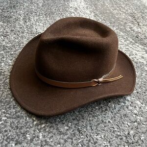 Scala Brown Wool Outback Western Vintage Hat - M